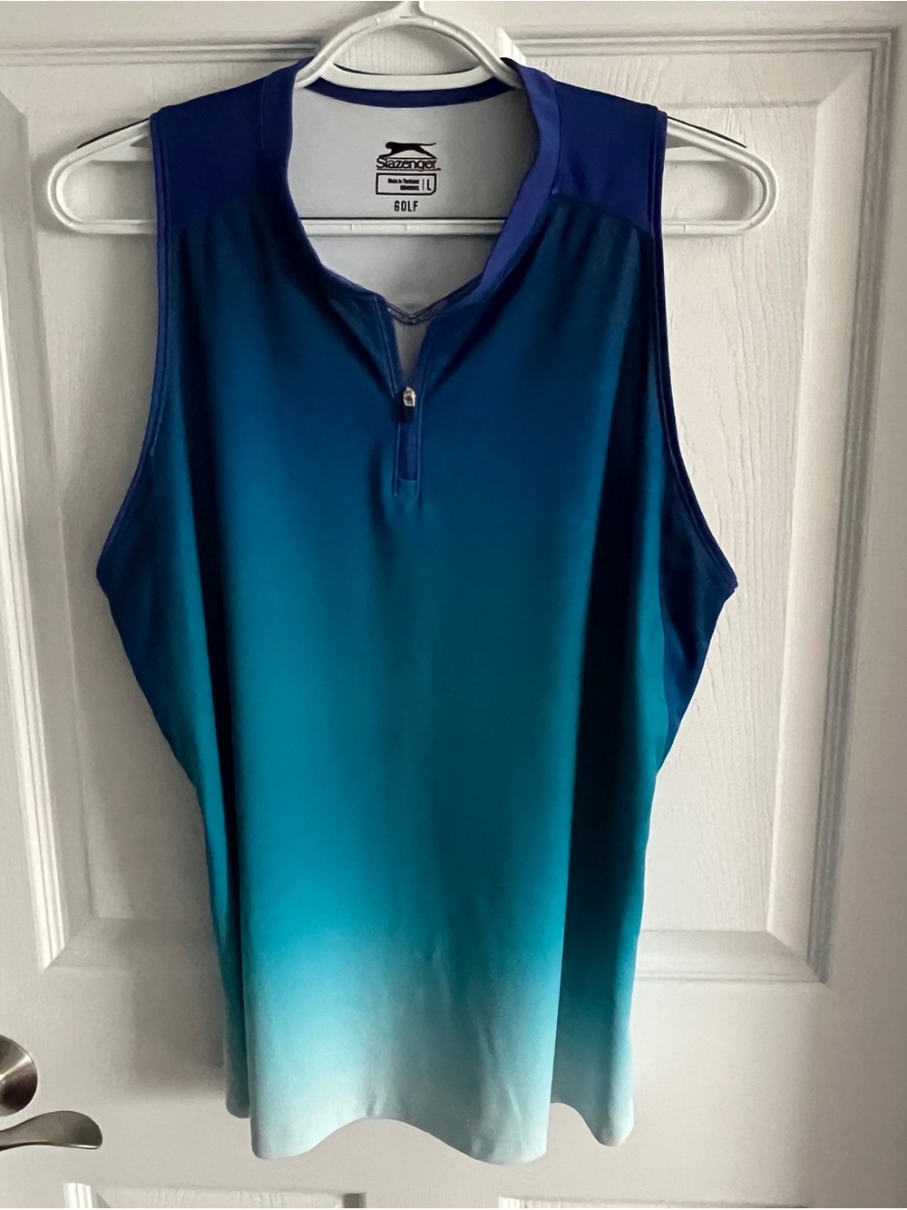Slazenger Women's Sleeveless Zip Golf Tank - Teal to Light Blue Ombre